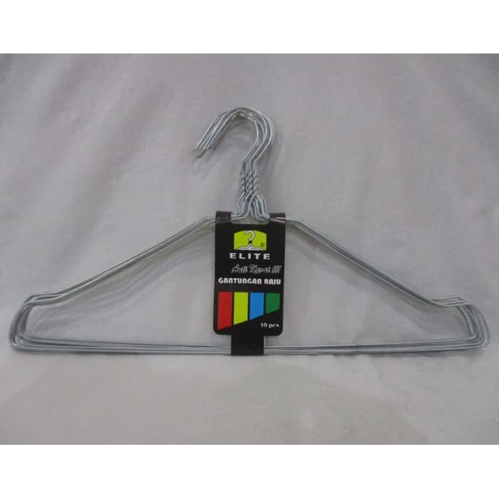 Gantungan baju kawat Anti Karat laundry hanger baju Set 10 Pcs ELITE