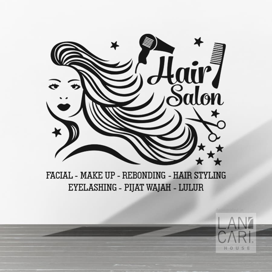 Wall Stiker The Hair Salon Custom Dinding Kaca Salon Cutting Sticker stiker dinding kaca usaha