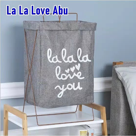 LAUNDRY BAG KERANJANG CUCIAN BAJU PAKAIAN KOTOR LIPAT RANGKA BESI