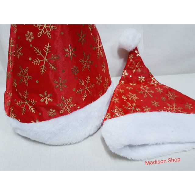 TOPI NATAL TEBAL SNOWFLAKE GOLD SILVER TOPI NATAL TEBAL KADO DEKORASI MERRY CHRISTMAS