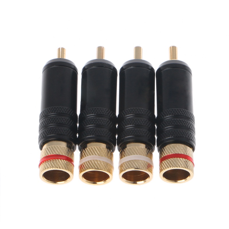 Btsg Wbt-0144 4pcs Konektor Plug Rca Lapis Emas Untuk Audio / Video