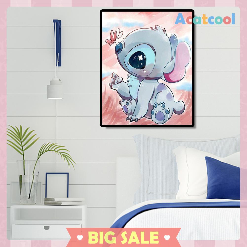 Lukisan Diamond Cross Stitch Mosaic Gambar Kartun Alien Dog