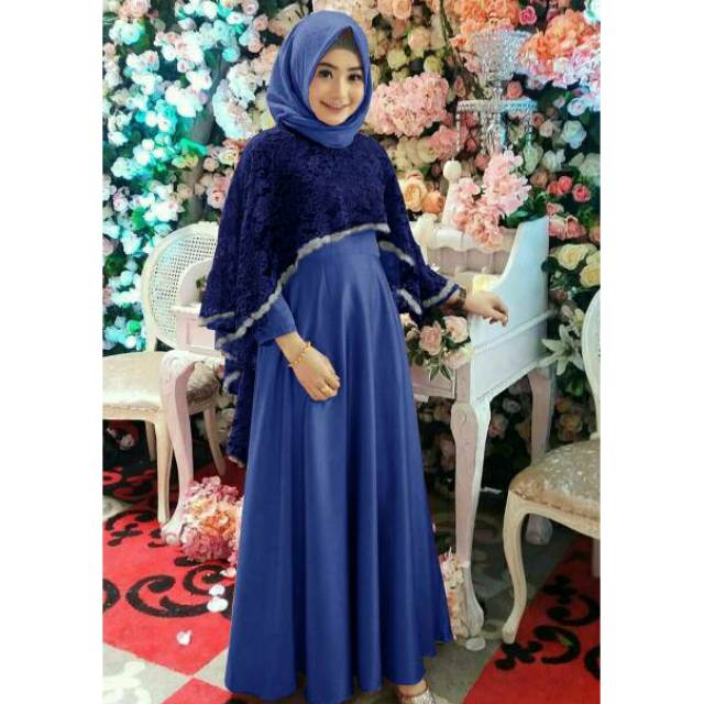 Maxi tiara gamis muslimah brukat renda