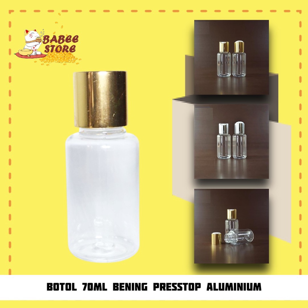 BOTOL 70ML BENING PRESSTOP GOLD SILVER / BOTOL PLASTIK 70 ML TUBULAR ISI ULANG PACKAGING KOSMETIK