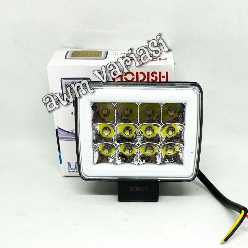 Lampu Tembak LED CWL Daymaker Mini 12 Mata 3 susun Angel Biru Sorot Motor Mobil Angle Kedip