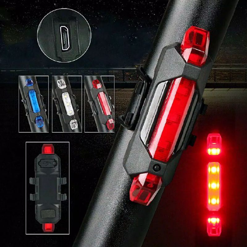 Bicycle USB charging tail light 5LED waterproof super bright warning light for riding 918 charging