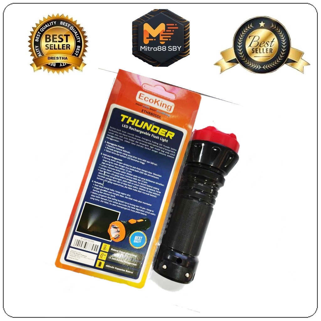 Mitra88sby Senter Led Lampu Emergency thunder ETH8805DL Ecoking