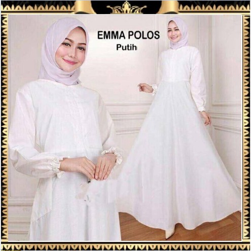 Baju pakaian muslim gamis syar'i warna putih hitam pink motif polos terbaru gracella ceruty mewah