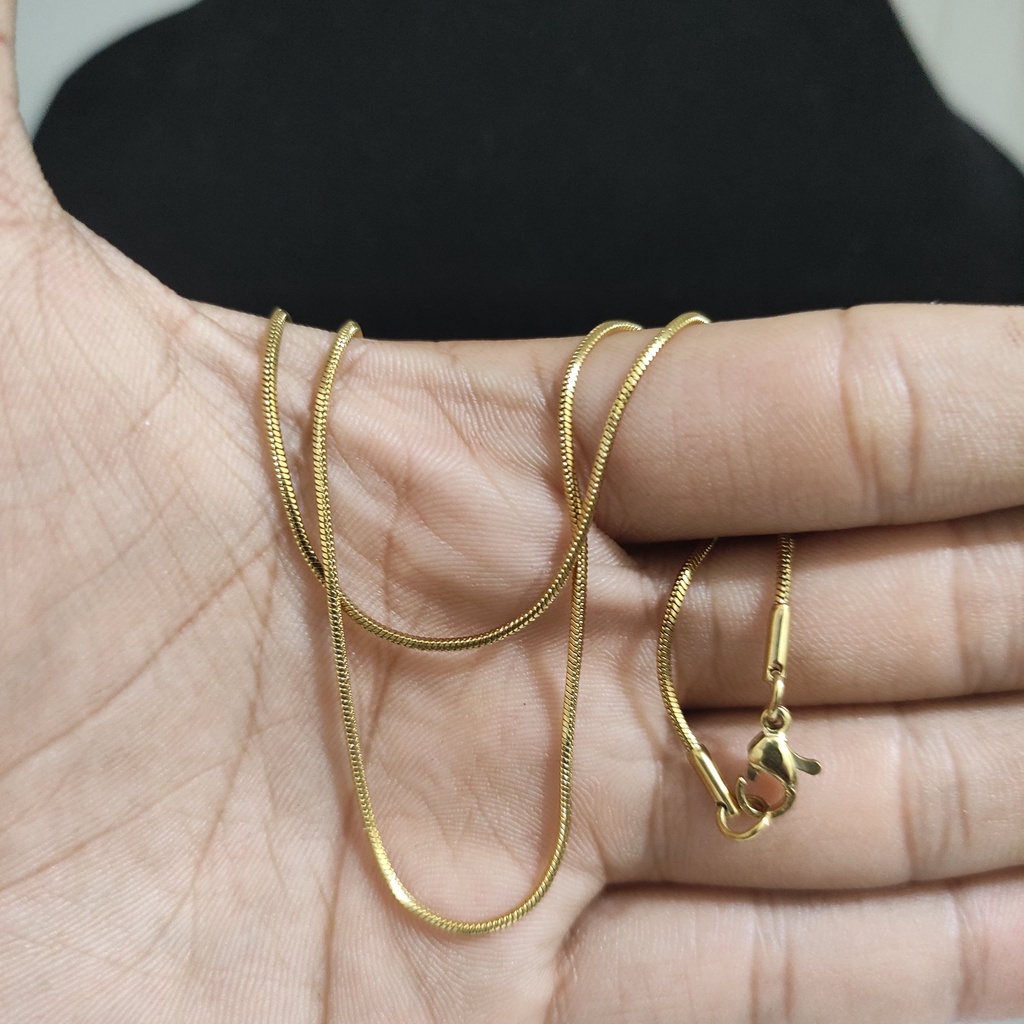 KALUNG TITANIUM GOLD POLOS , PIPIH , &amp; ULIR / KALUNG WANITA PRIA ANAK BERBAGAI MODEL TALI