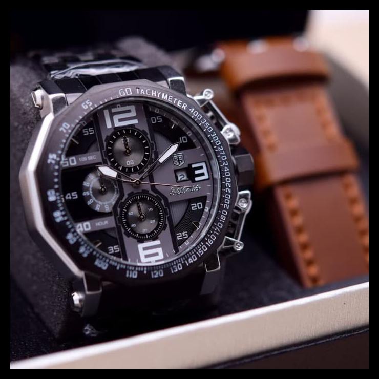 Indh Jam Tangan Pria TETONIS Rantai 6012 Original Bonus Kulit EKSLUSIF Kode 316