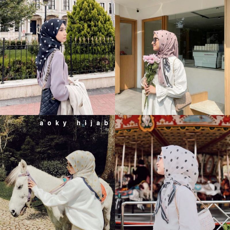 Terbaru  Hijab Voal Segiempat Motif Polka Series Kerudung Segiempat Motif Jilbab Voal
