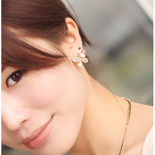 MORYMOSHI A13 Anting Diamond Rainbow Kupu-Kupu Earring Fashion Wanita Korea Aksesoris Fashion  Murah