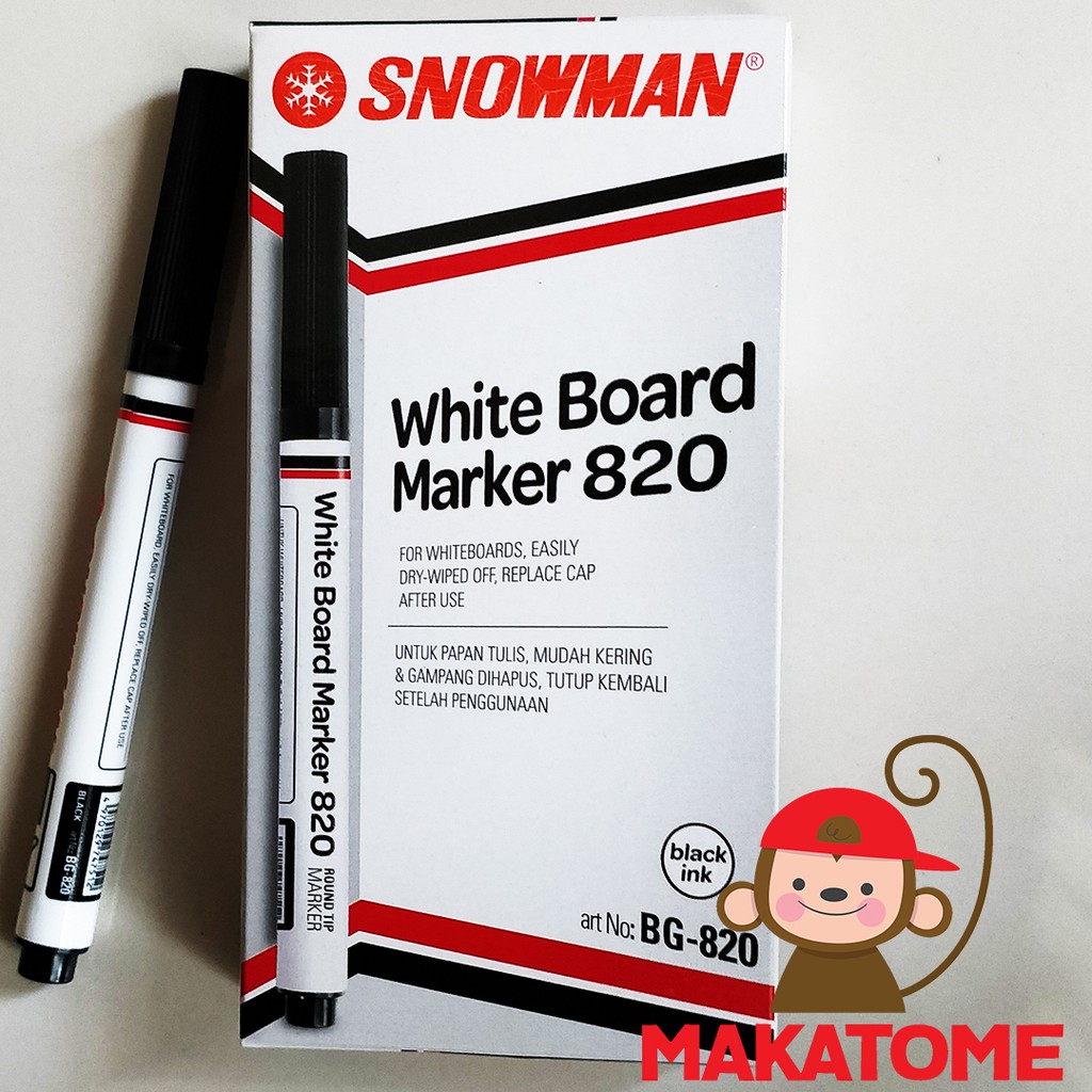 

SNOWMAN WHITE BOARD MARKER BG820 Black Spidol Wipe Clean BG 820 BG-820 hitam whiteboard snow man