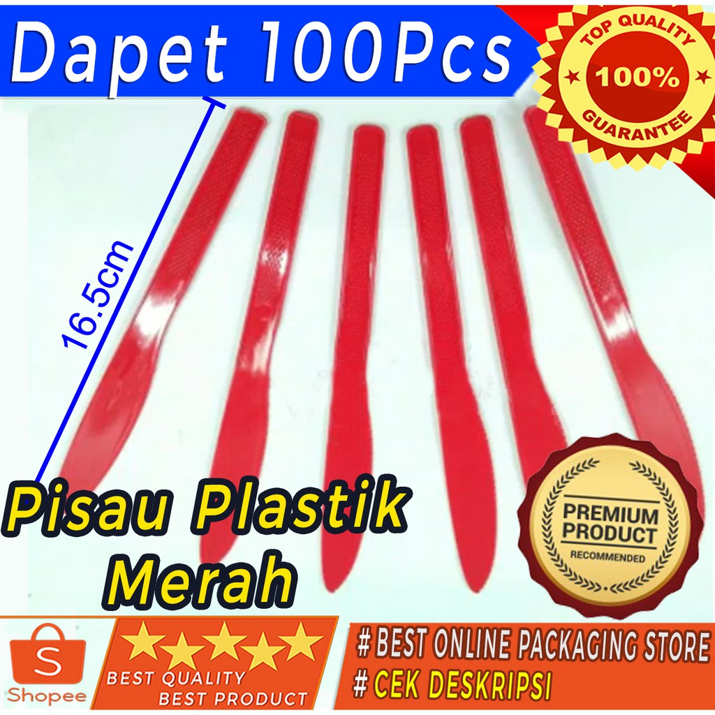 PISAU MAKAN PLASTIK WARNA MERAH / PISAU KUE WARNA TERMURAH isi 100bh