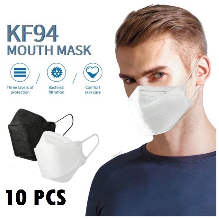 Masker KF94 4Ply Hitam Putih 10pcs TERMURAH ORIGINAL