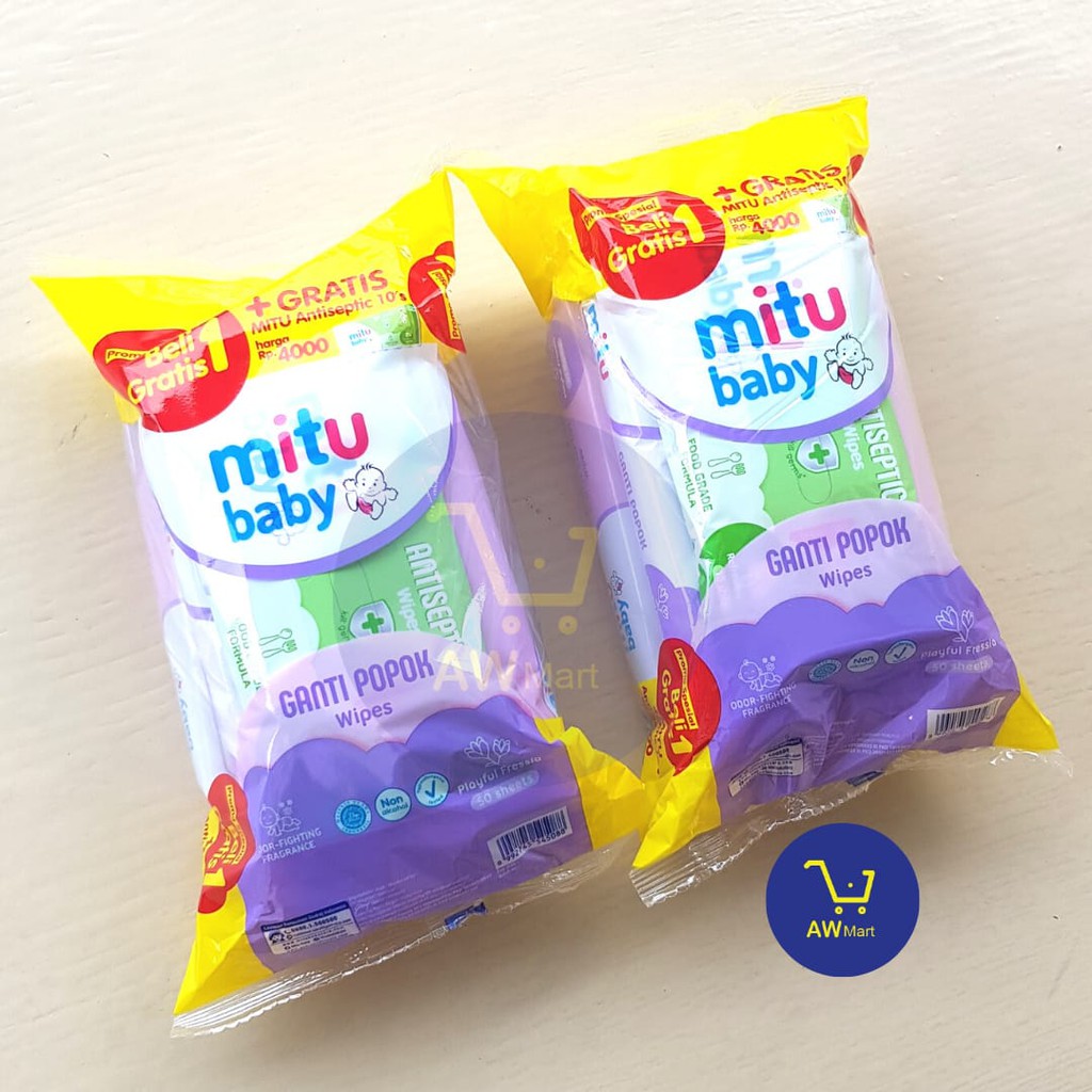 [BUY 1 + GET 1] MITU TISSUE / TISU BASAH BAYI - WIPES BABY 50 SHEET 50'S  - Fresh And Clean wipes