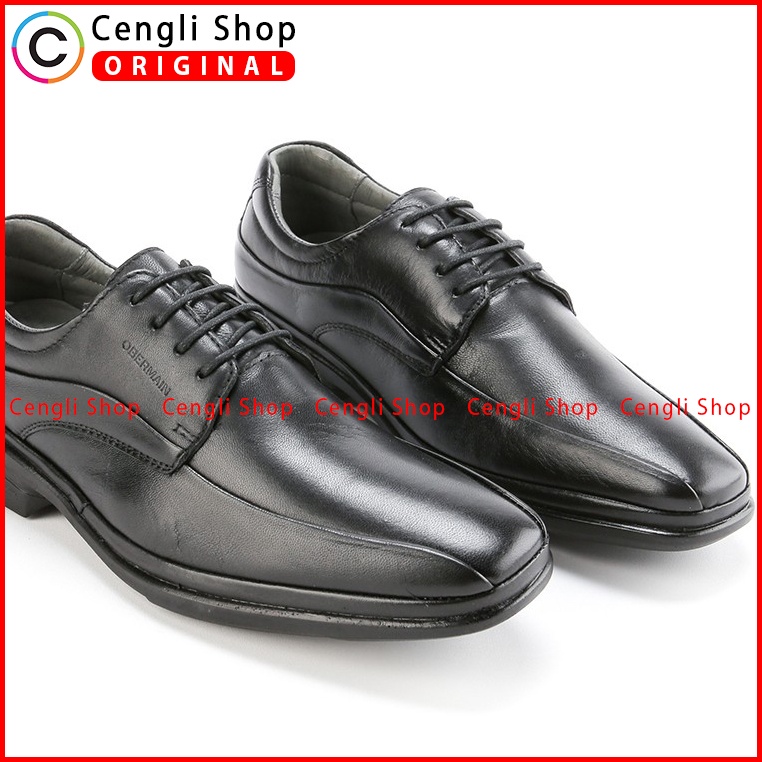 SEPATU OBERMAIN PRIA ORIGINAL PANTOFEL FORMAL KULIT ASLI HITAM OM05