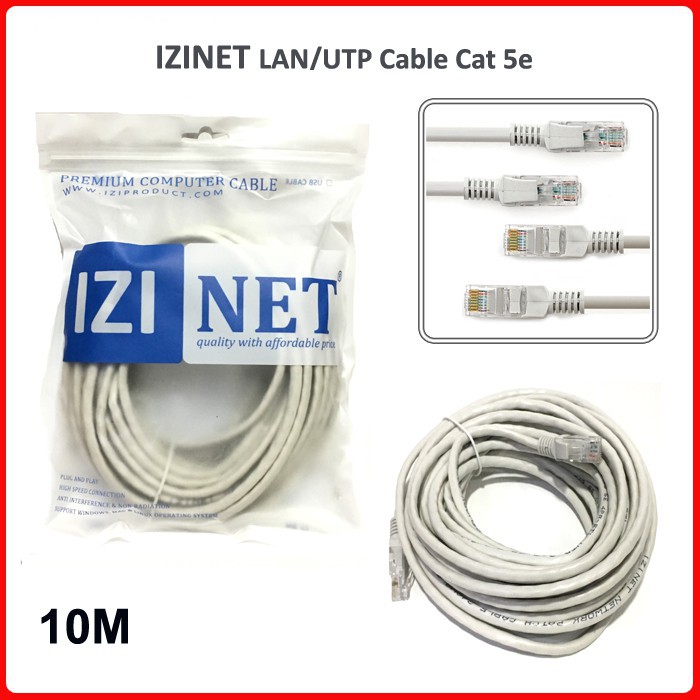 IZINET Patch Cord utp cat.5e 10Mtr Kabel LAN UTP 10M IZINET cat 5e