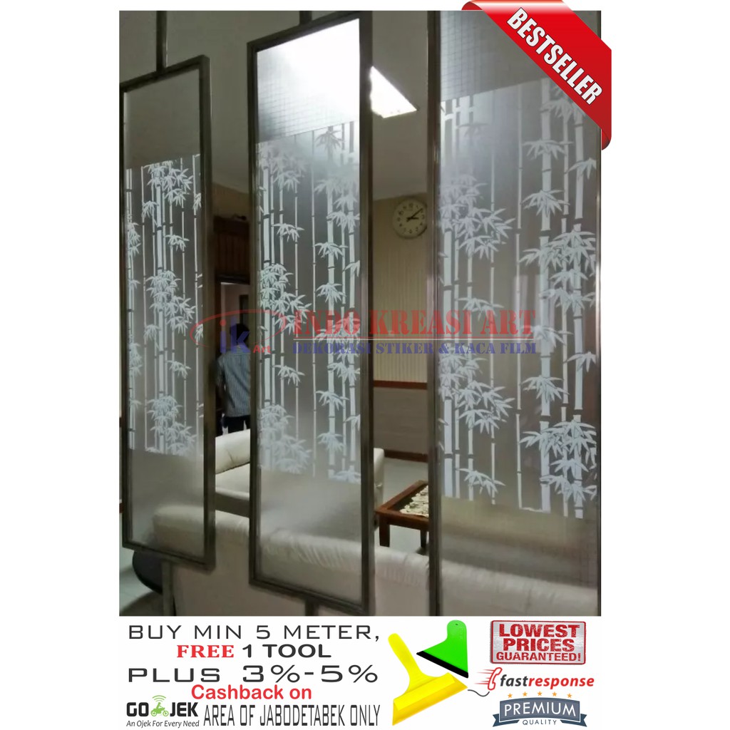 STIKER KACA STICKER KACA MOTIF BAMBU 90 KACA FILM MOTIF PELAPIS KACA JENDELA