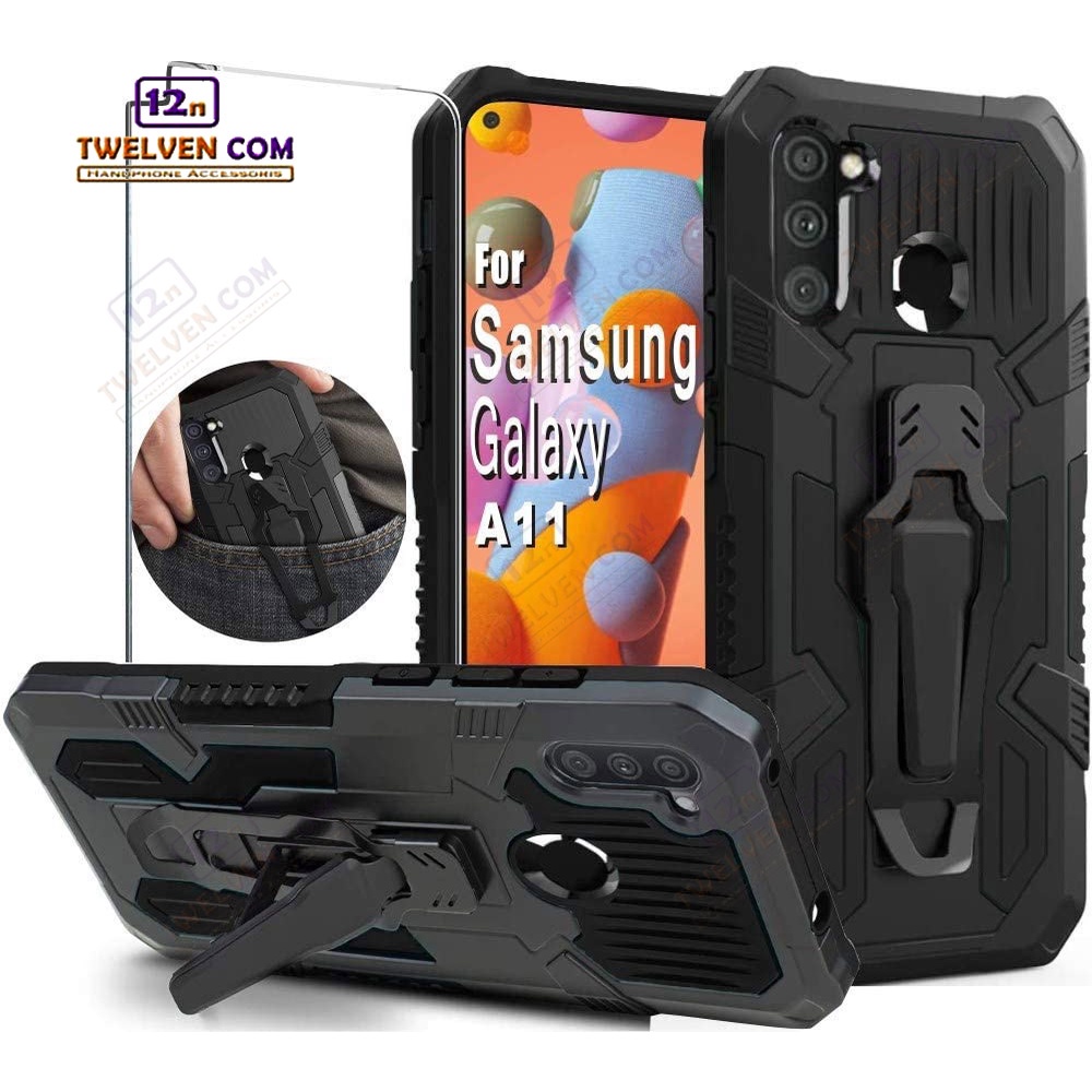 Case Shockproof Samsung M11 Armor Hardcase Stand Clip