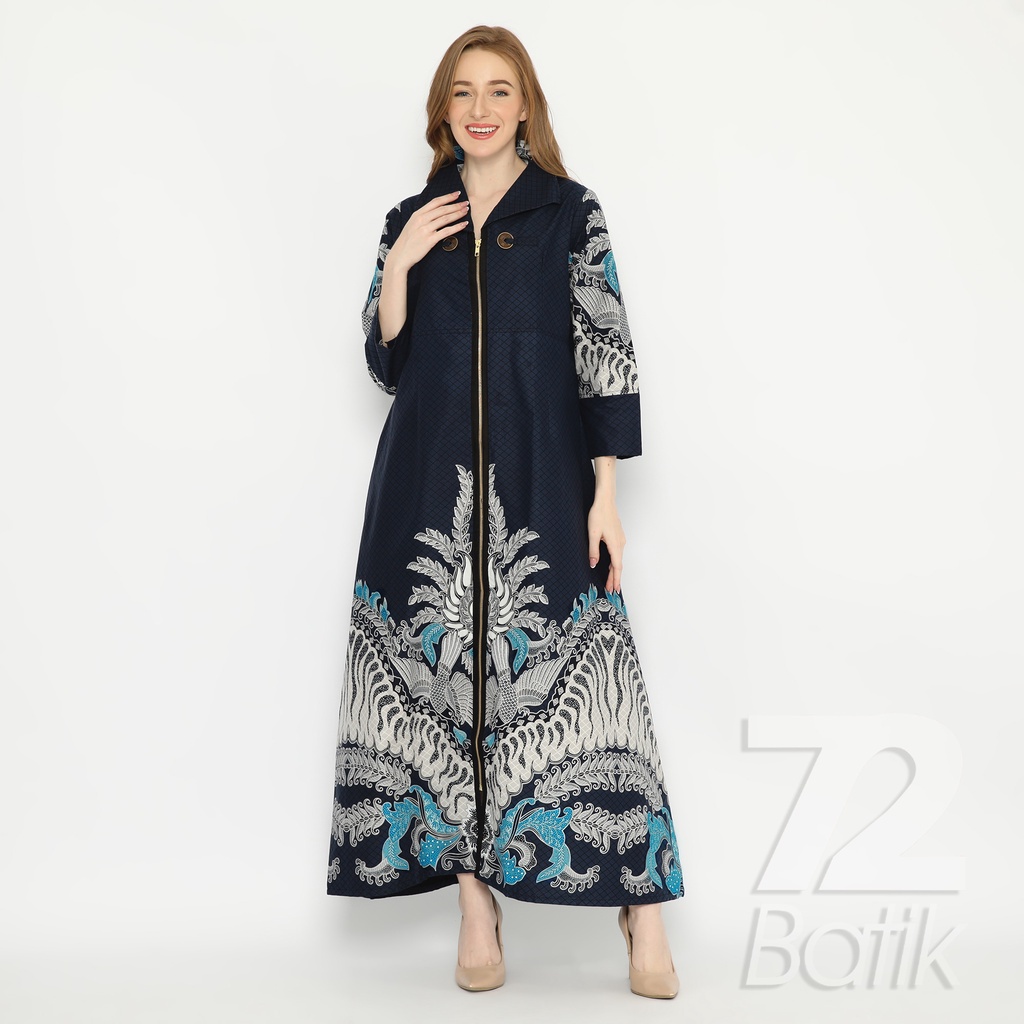 BATIK COUPLE MODERN  Aksara Kemeja Rok Lilit Instan Batik Pria Lengan Panjang Slimfit Premium Biru 722403 Cap 72 - Baju Kemeja Atasan Pakaian Batik Couple Cople Pria Cowok Laki Laki Remaja Keluarga Lengan Panjang Modern Slimfit Premium Kekinian