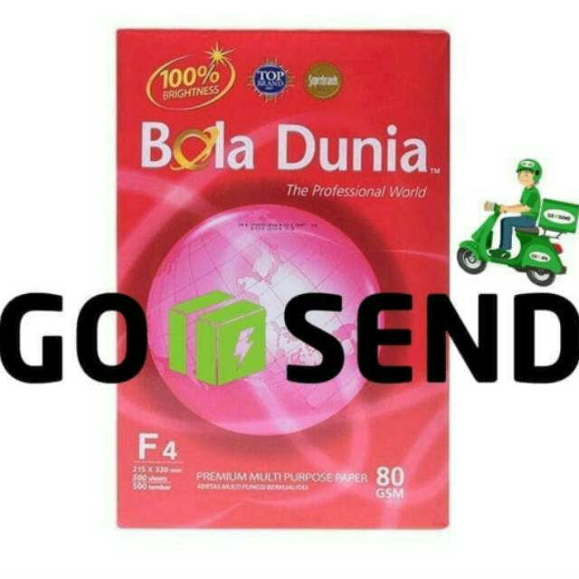 

1 Box kertas F4 Bola dunia 80gram *khusus gojek/grab*