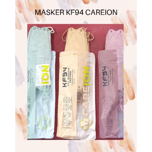 MASKER KF94 Korea Wemask, Careion, Mouson Earloop Murah Pink Nude , Hijau Matcha 4ply