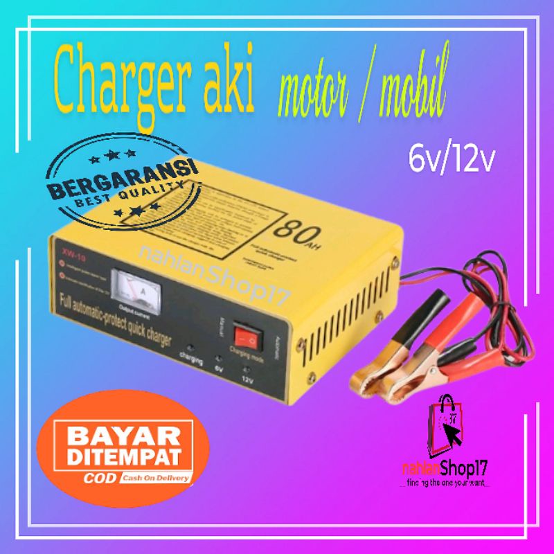 CHARGER AKI MOBIL MOTOR 6V/12V 80AH LEAD ACID 140W MF1  MOBIL MOTOR CHARGER ACCU CAS AKI MOBIL MOTOR