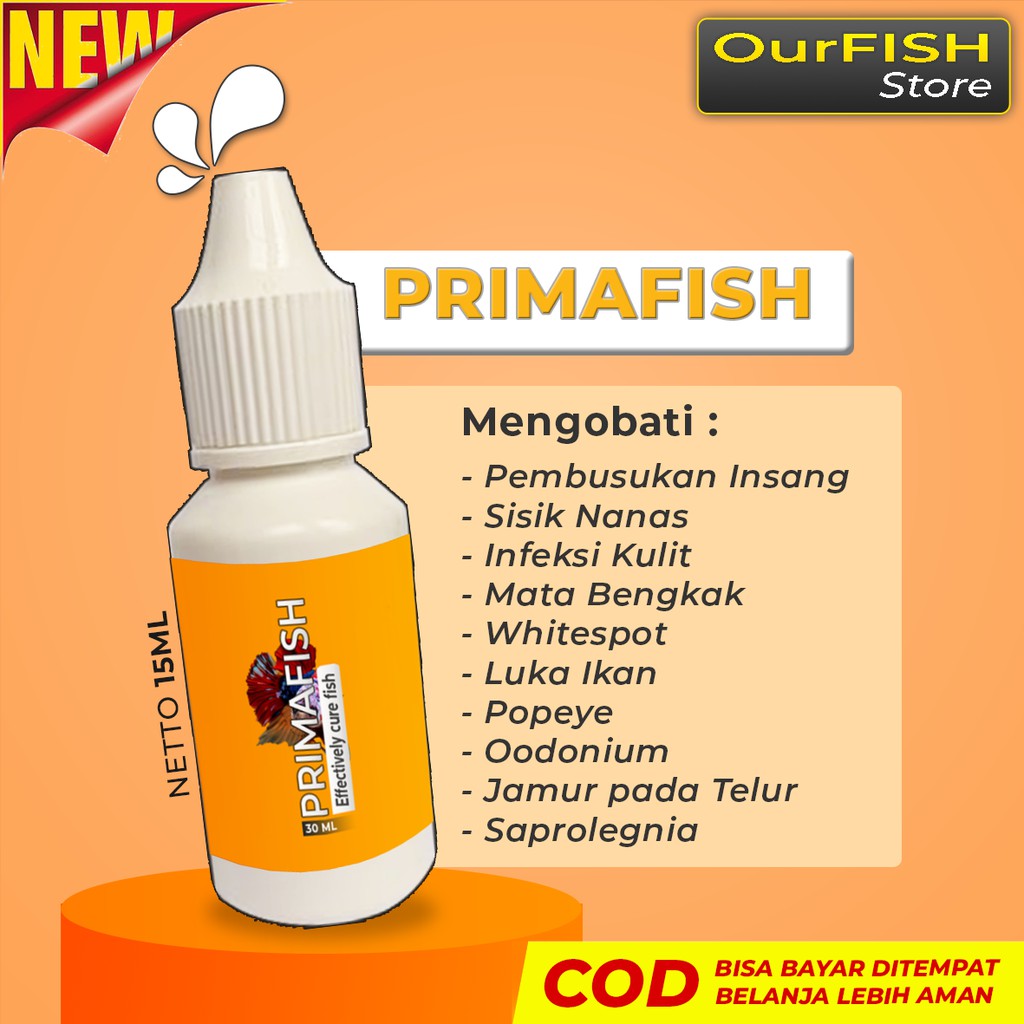 OURFISH - Primafish Obat Ikan Dropsy Siknas Sisik Nanas Popeye Cupang Hias Halfmoon Avatar Blue Rim