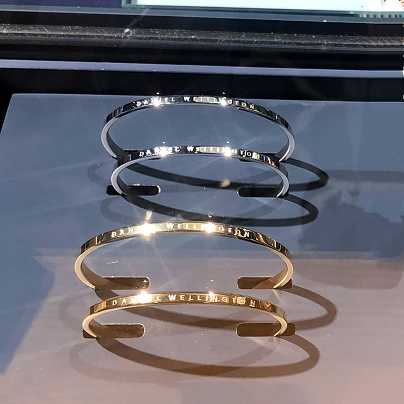 Gelang Titanium Wanita Pasangan Bangle Lapis Emas 18K Anti Karat Perhiasan Premium-8