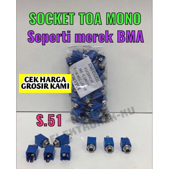 SOCKET TOA MONO BIRU SEGI