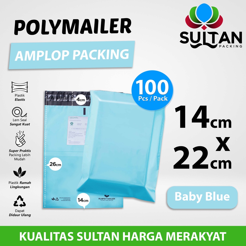 

Polymailer Amplop Packing 14cm x 22cm Tosca / Baby Blue Rusfet Premium PACK