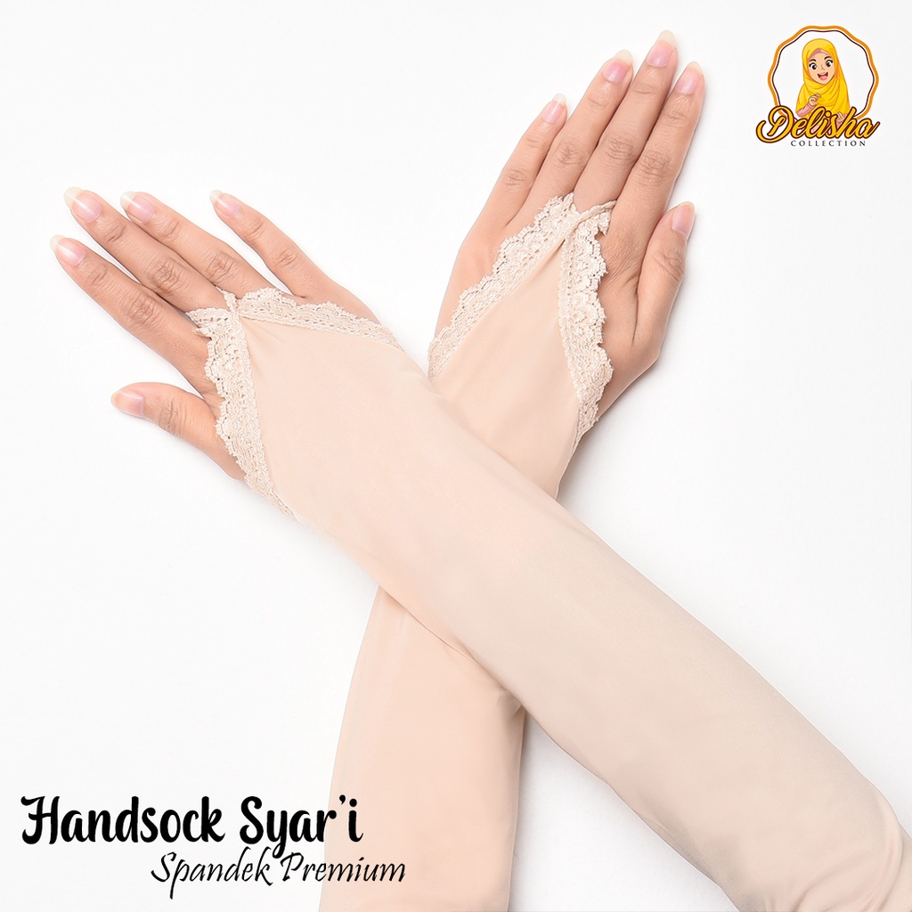 Manset Tangan Cincin Renda Wanita Spandek Premium Standard / Manset Tangan Spandek Renda / Handsock Syar'i Spandek Premium / Handsock cincin Renda Spandek Premium