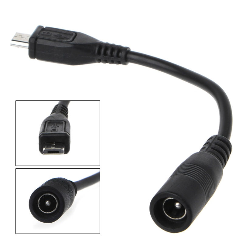 Cre Kabel Adapter Power DC 5.5x2.1mm Female Ke Micro USB Male Tahan Air