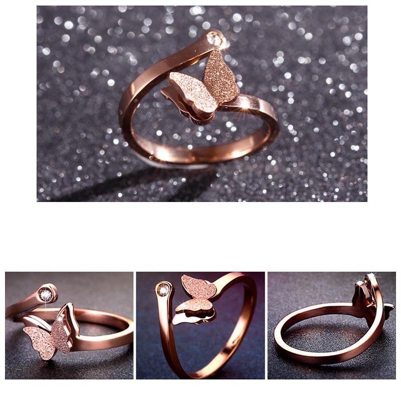 Cincin Titanium Kupu Kupu Korea Wanita CK033 rose gold unik simple cocok untuk hadiah pesta