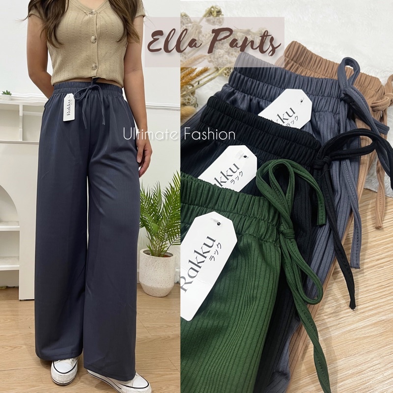 Celana Kulot Knit Mango Panjang Ella Pants - Cullote Highwaist Wanita 881