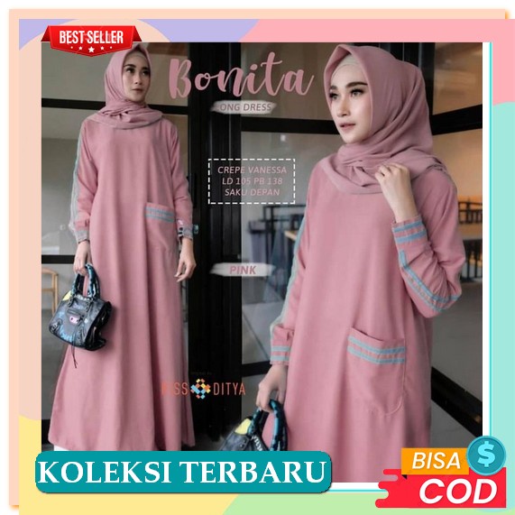 Baju Gamis Wanita Remaja Terbaru 2022 Model Kekinian Bahan Brukat Tile Modern Pesta Kondangan Mewah 