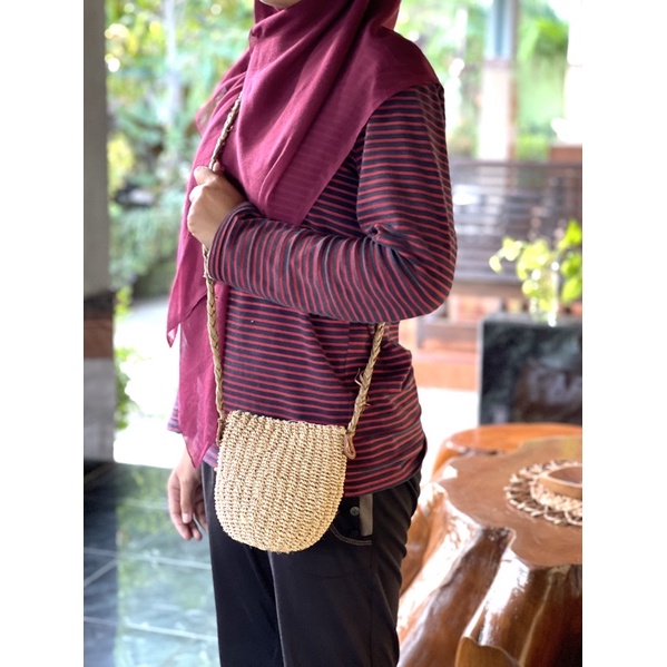 Sling Bag agel mini polos tali kepang