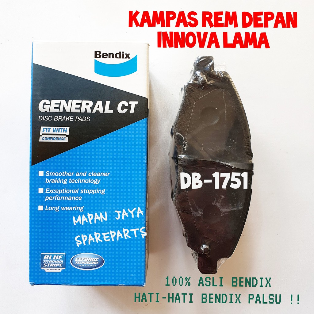 BRAKE PAD BENDIX - KAMPAS REM DEPAN INNOVA (2005-2015) DB-1751