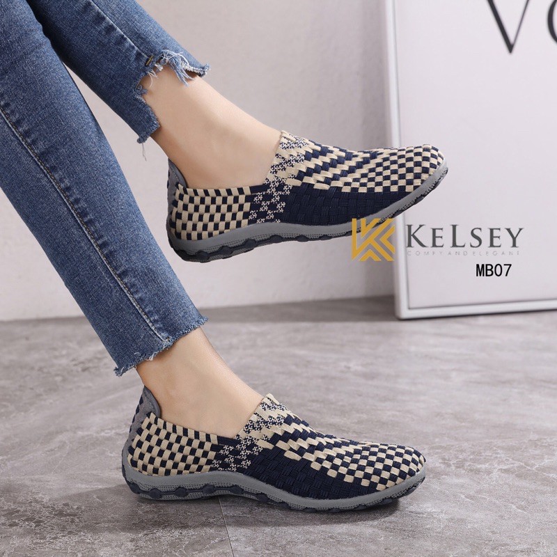 (GRATIS ALAS KAKI) NICOLE SEPATU RAJUT WANITA KELSEY MB07 Flats Shoes Rajut anyaman