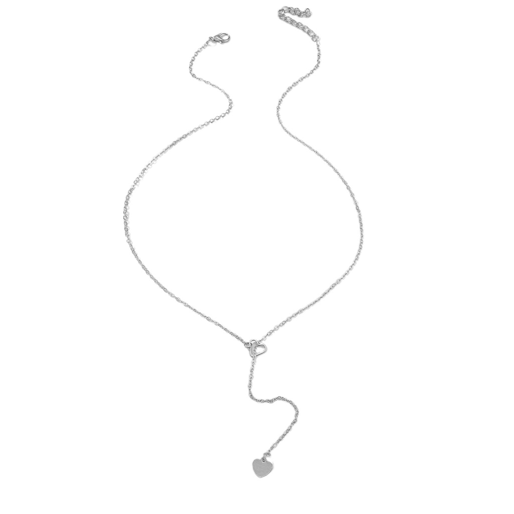 Hu Hu Hu Hu Hu Alat Bantu Pasang Kacamata♡ Kalung Rantai Panjang Dengan Liontin Hati Bahan Alloy Untuk Wanita