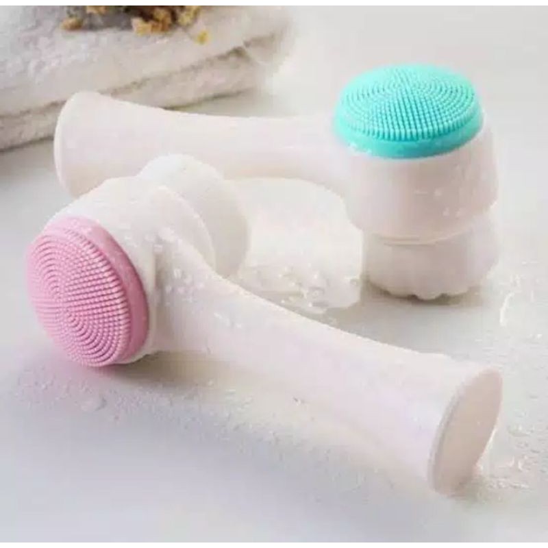 Facial Cleansing Brush 2 sisi Silicon &amp; Brush