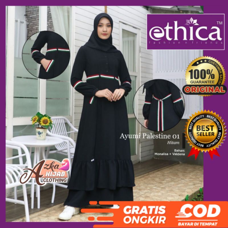 GAMIS ETHICA AYUMI PALESTINE / BAJU GAMIS TERBARU 2023 / GAMIH HITAM POLOS / GAMIS POLOS BRANDED / G