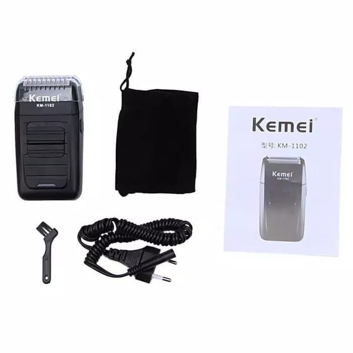 Kemei Alat Cukur Elektrik Rechargeable Cordless Shaver for Men - KM-1102 - Black