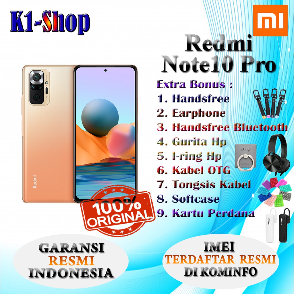 HP XIAOMI REDMI NOTE 10 PRO RAM 6/64, 6/128 & 8/128 GB GARANSI RESMI XIAOMI INDONESIA