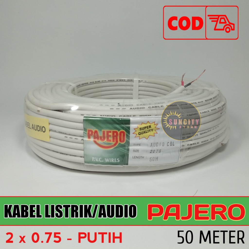 Pajero Kabel Listrik / Audio HYO 2 x 0.75 Hitam &amp; Putih - 50 Meter