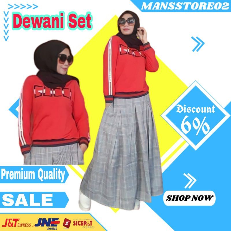 BAJU SETELAN WANITA DEWASA KEKINIAN MODEL TERBARU BAJU GUCCI ATASAN BLUS LENGAN PANJANG BAWAHAN ROK