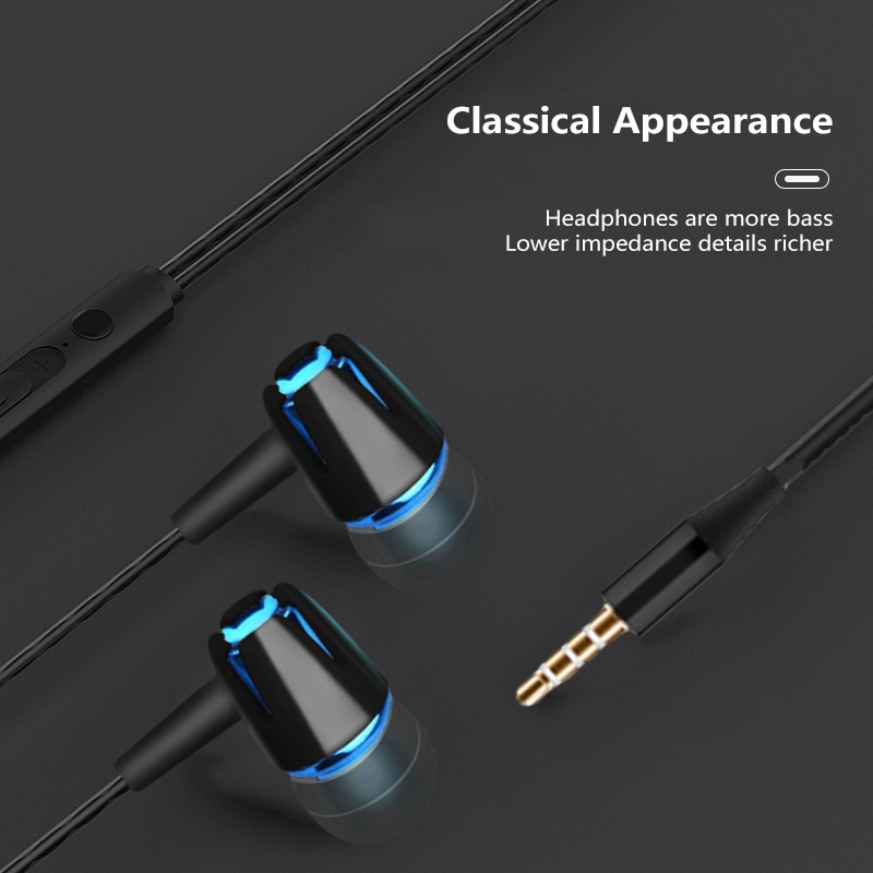 3.5mm Kabel Dengan Mic Musik Call Accessorie HiFi Suara Kawat-Terkontrol In-ear Earphone Universal Untuk Ponsel Android PC Peredam Suara Stereo