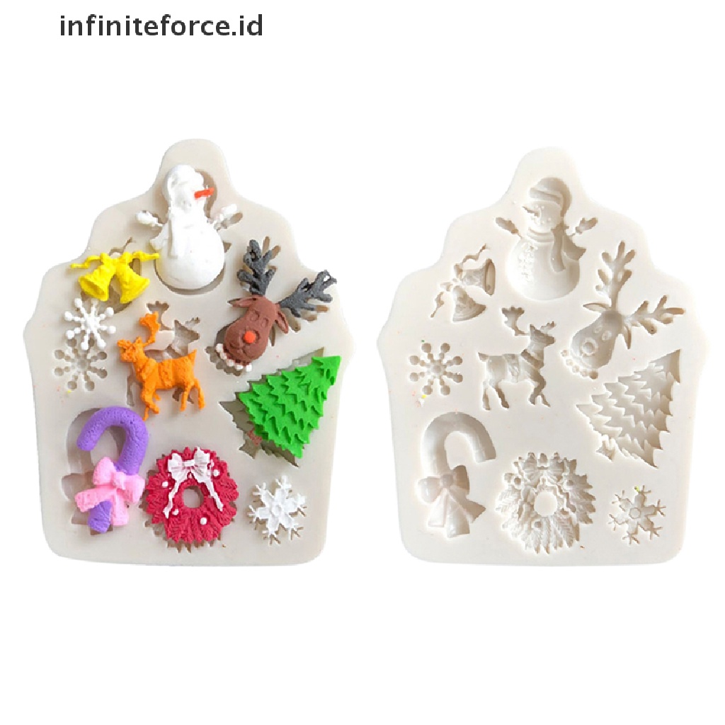 (Infiniteforce.Id) Cetakan Kue Diy Bentuk Pohon Natal / Rusa / Snowman Bahan Silikon