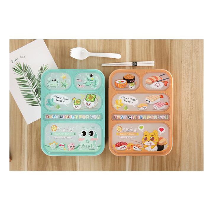 Yooyee Lunch Box / Kotak Makan Grid Anti Bocor 5 sekat BPA Free